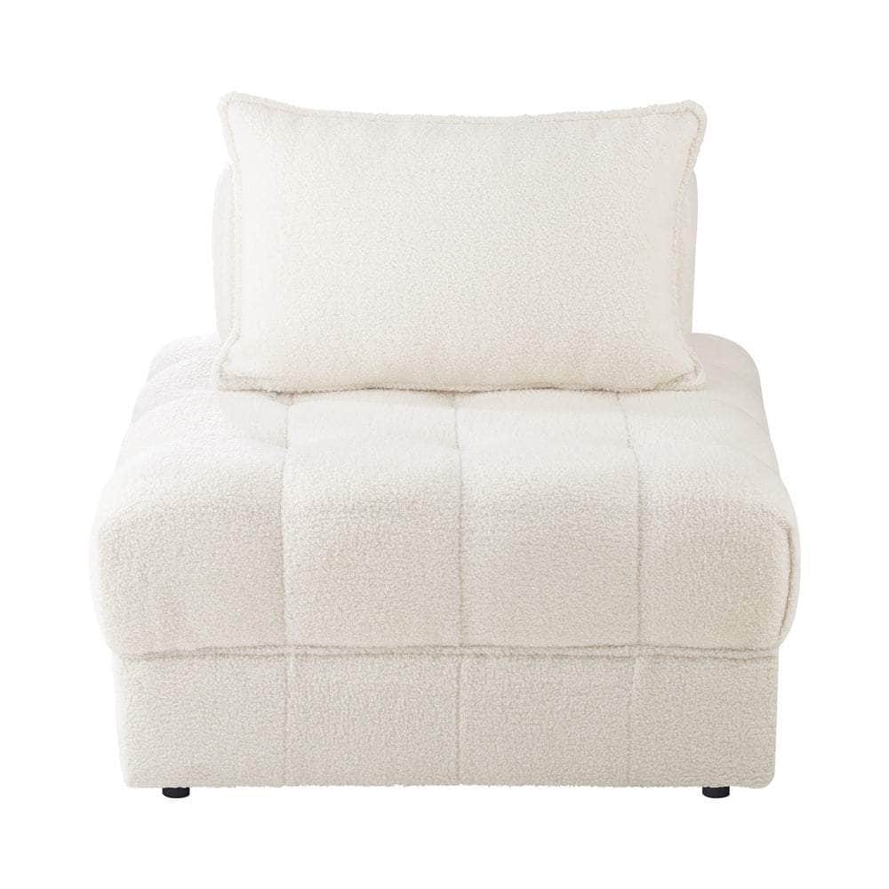 3-Seater Boucle Modular Sofa Lounge Chair Armless White for Living Room