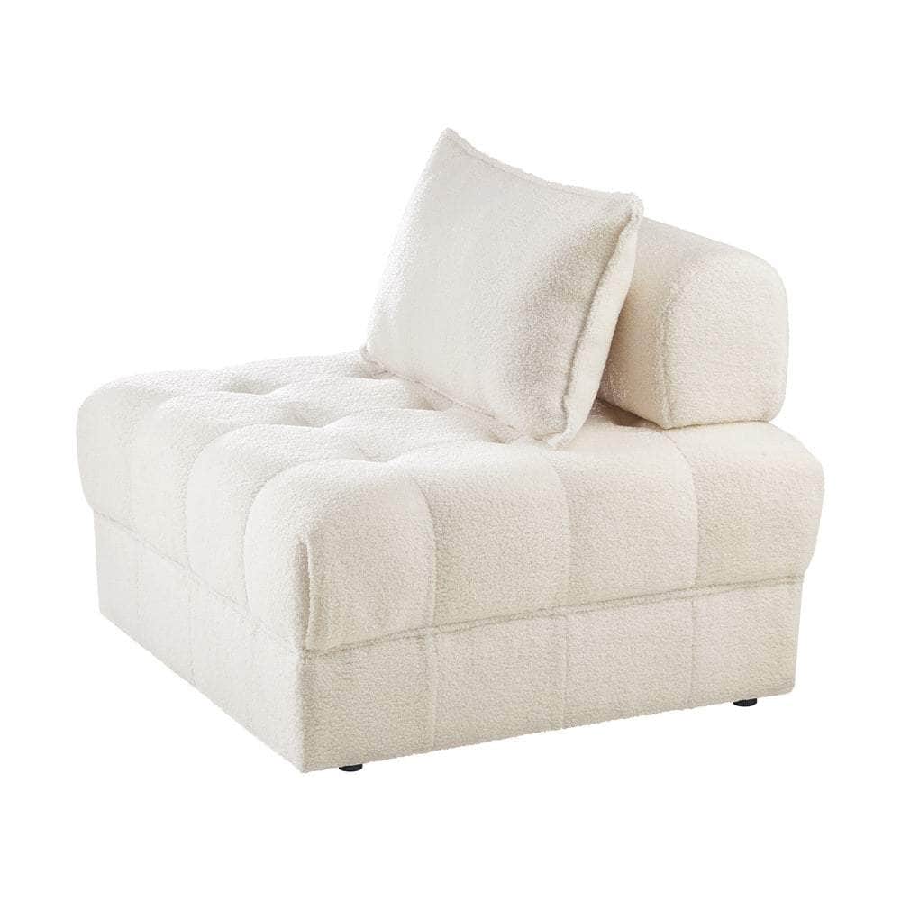 3-Seater Boucle Modular Sofa Lounge Chair Armless White for Living Room