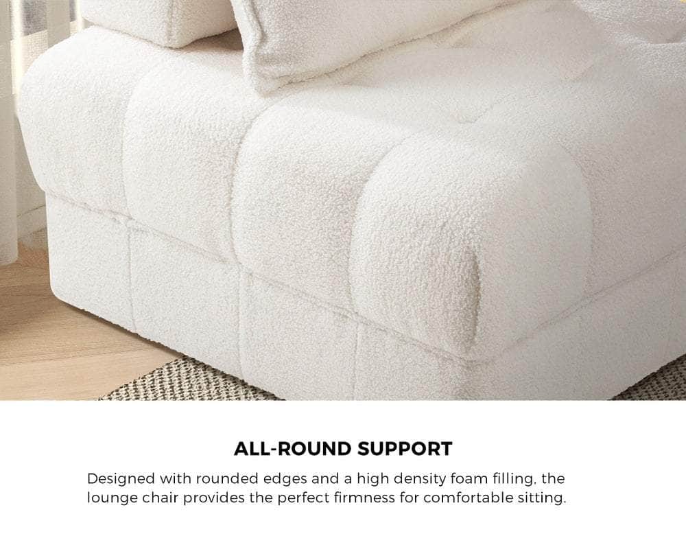 3-Seater Boucle Modular Sofa Lounge Chair Armless White for Living Room