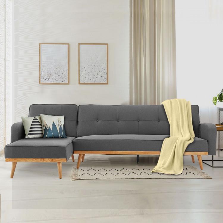 3-Seater Corner Sofa Bed with Chaise Lounge - Dark Grey on Afterpay | ZipPay | LayBuy | Klarna