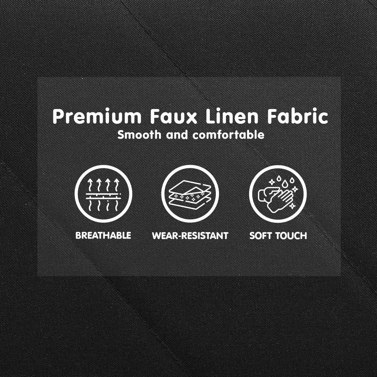 3-Seater Faux Linen Sofa Bed Couch - Black, Black colour