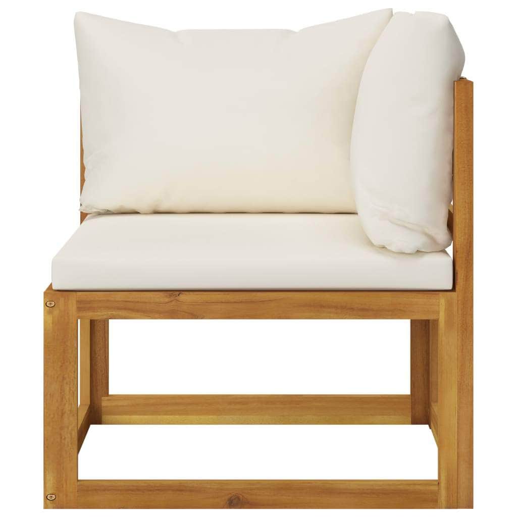 3-Seater Garden Sofa with Cushion Cream Solid Acacia Wood