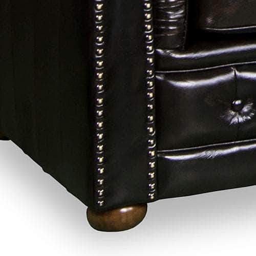 3 Seater Genuine Leather Upholstery Deep Quilting Pocket Spring Brown Colour