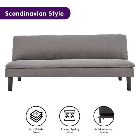 3 Seater Modular Linen Fabric Sofa Bed Couch -Dark Grey