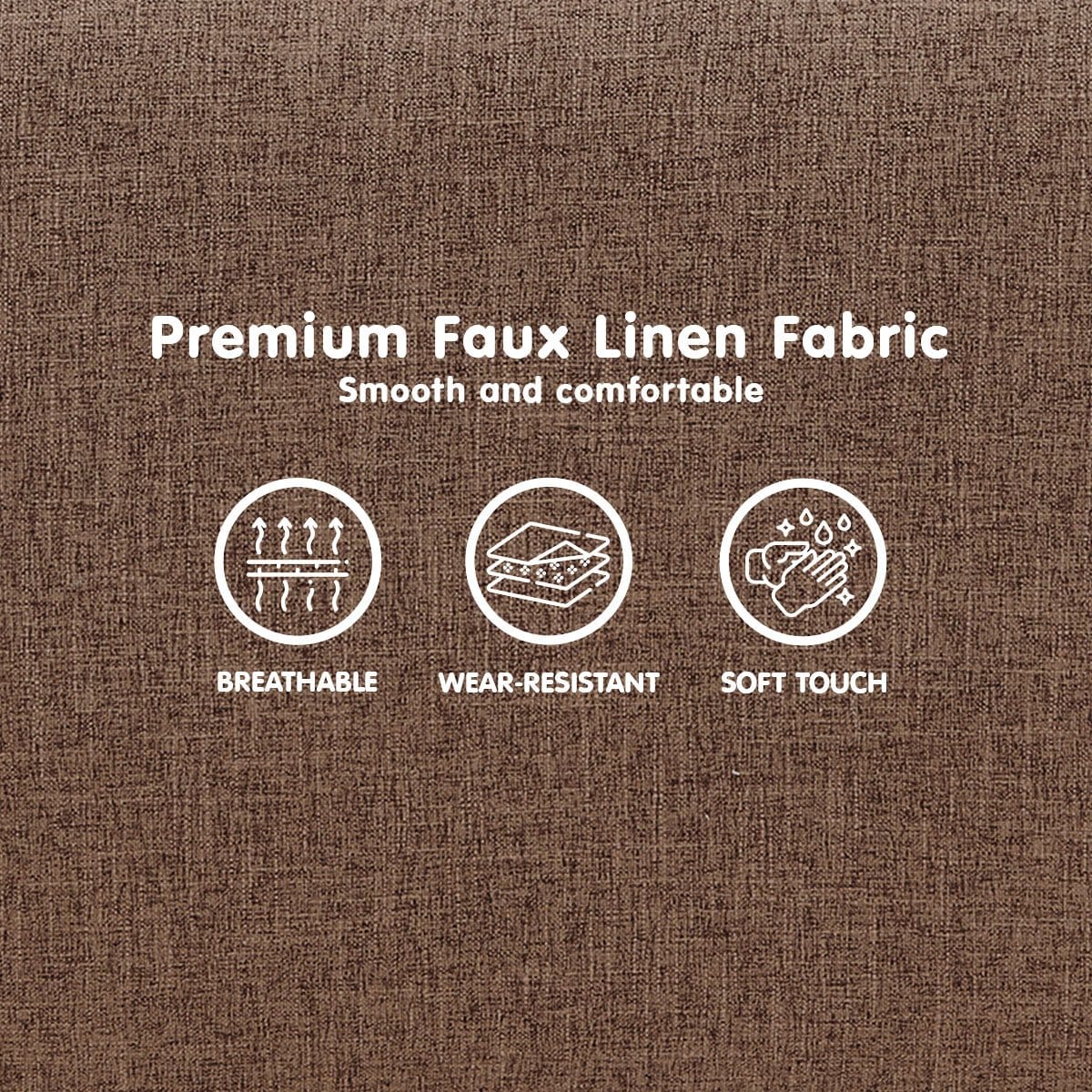 3 Seater Modular Linen Fabric Sofa Bed Couch Futon - Brown | Linen finish