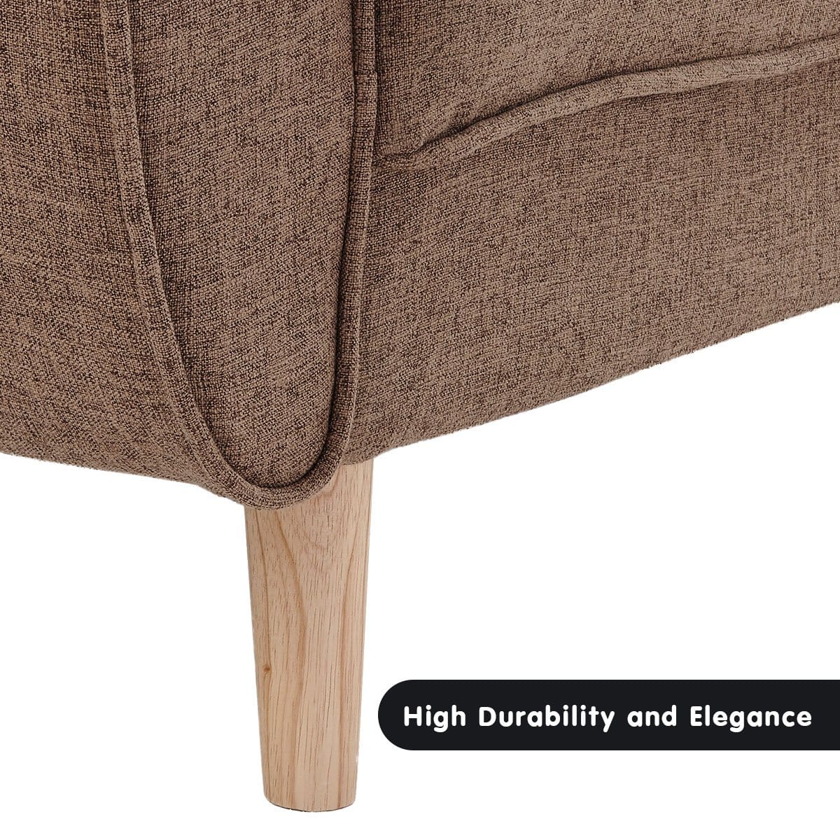 3 Seater Modular Linen Fabric Sofa Bed Couch Futon - Brown | 3 Seater