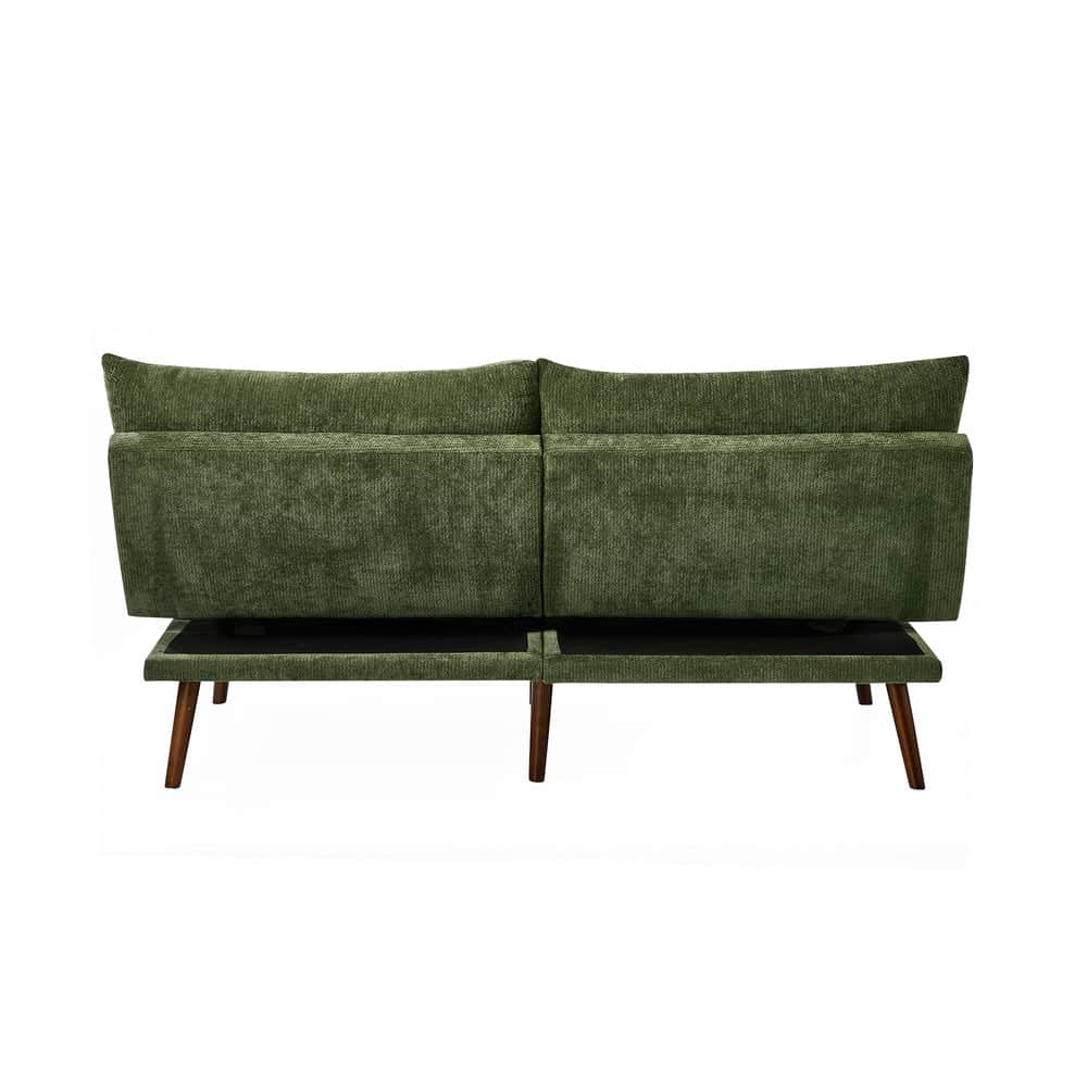 3 Seater Sofa Bed Recliner Convertible Chenille Couch Green