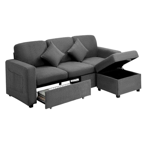 3 Seater Sofa Modular Couch Drawers Ottoman Velvet