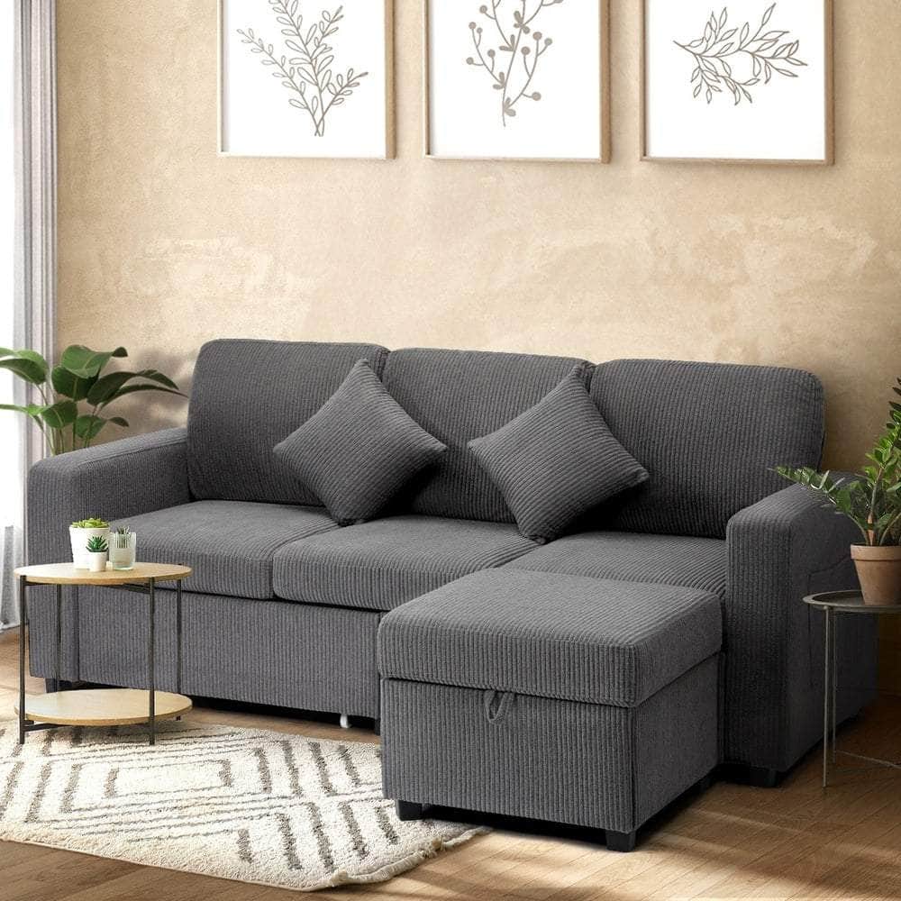 3 Seater Sofa Modular Couch Drawers Ottoman Velvet