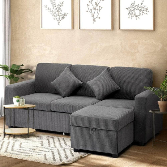 3 Seater - 3 Seater Sofa Modular Couch Drawers Ottoman Velvet