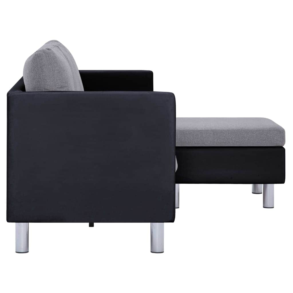 3-Seater Sofa with Cushions Black Leather