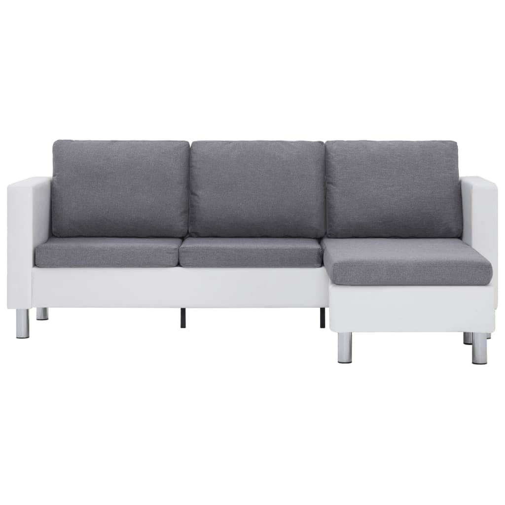 3-Seater Sofa with Cushions White Leather