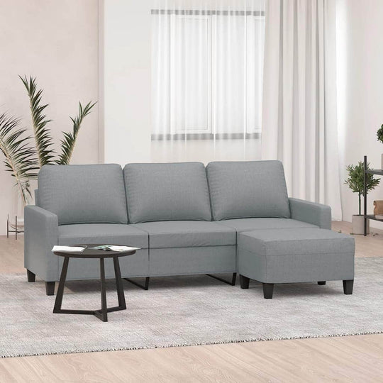 3-Seater Sofa with Footstool Light Grey, Sofas