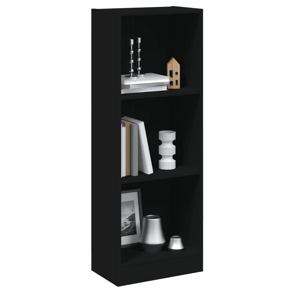 3-Tier Book Cabinet Black  Chipboard