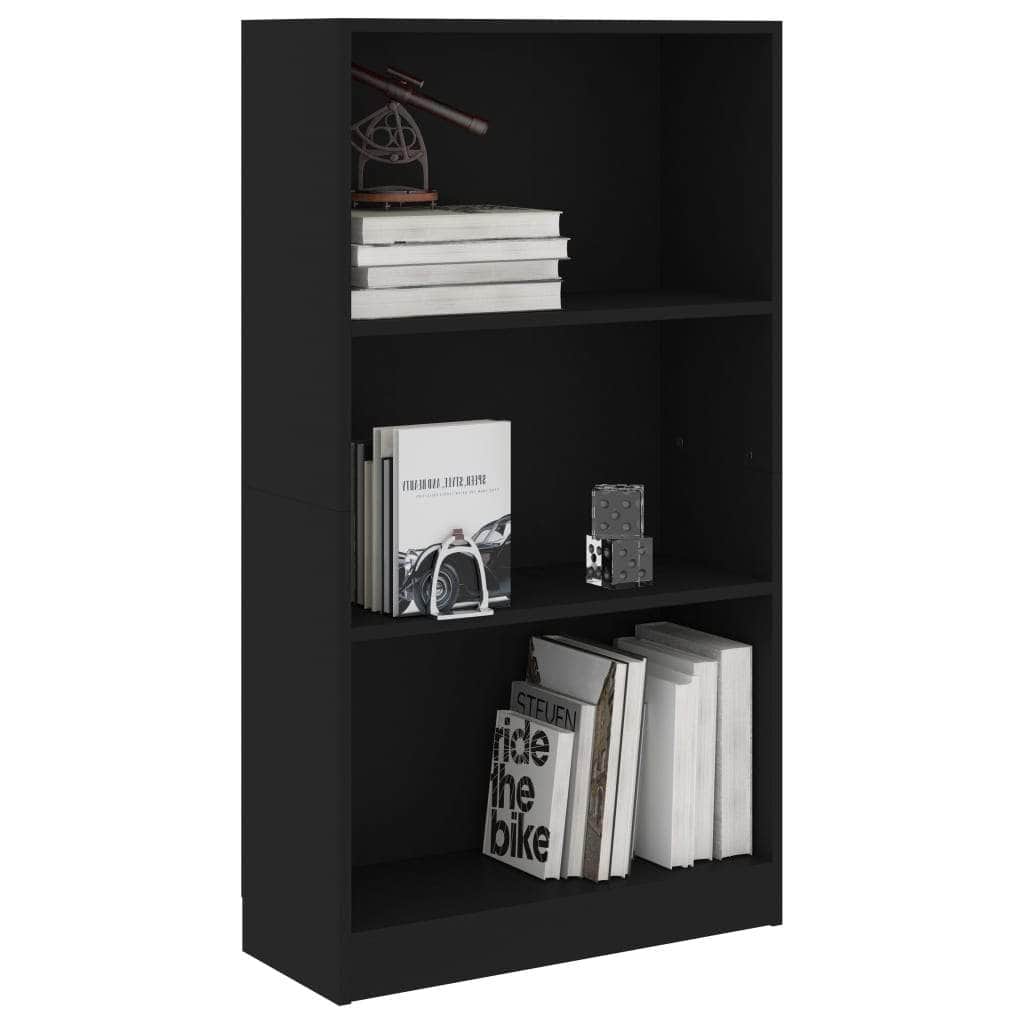 3-Tier Book Cabinet Black / Chipboard