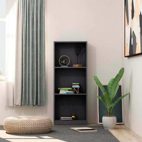 3-Tier Book  Cabinet Grey Chipboard