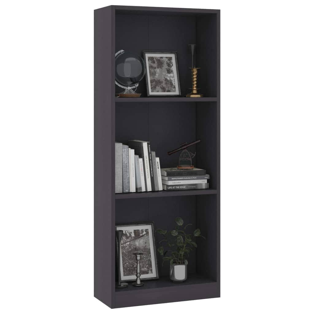 3-Tier Book  Cabinet Grey Chipboard