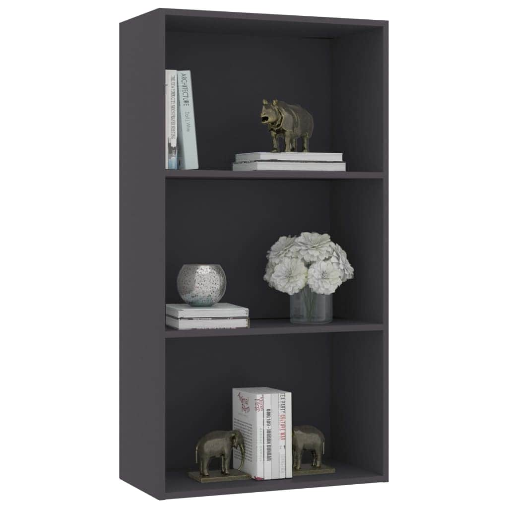 3-Tier Book Cabinet Grey Chipboard