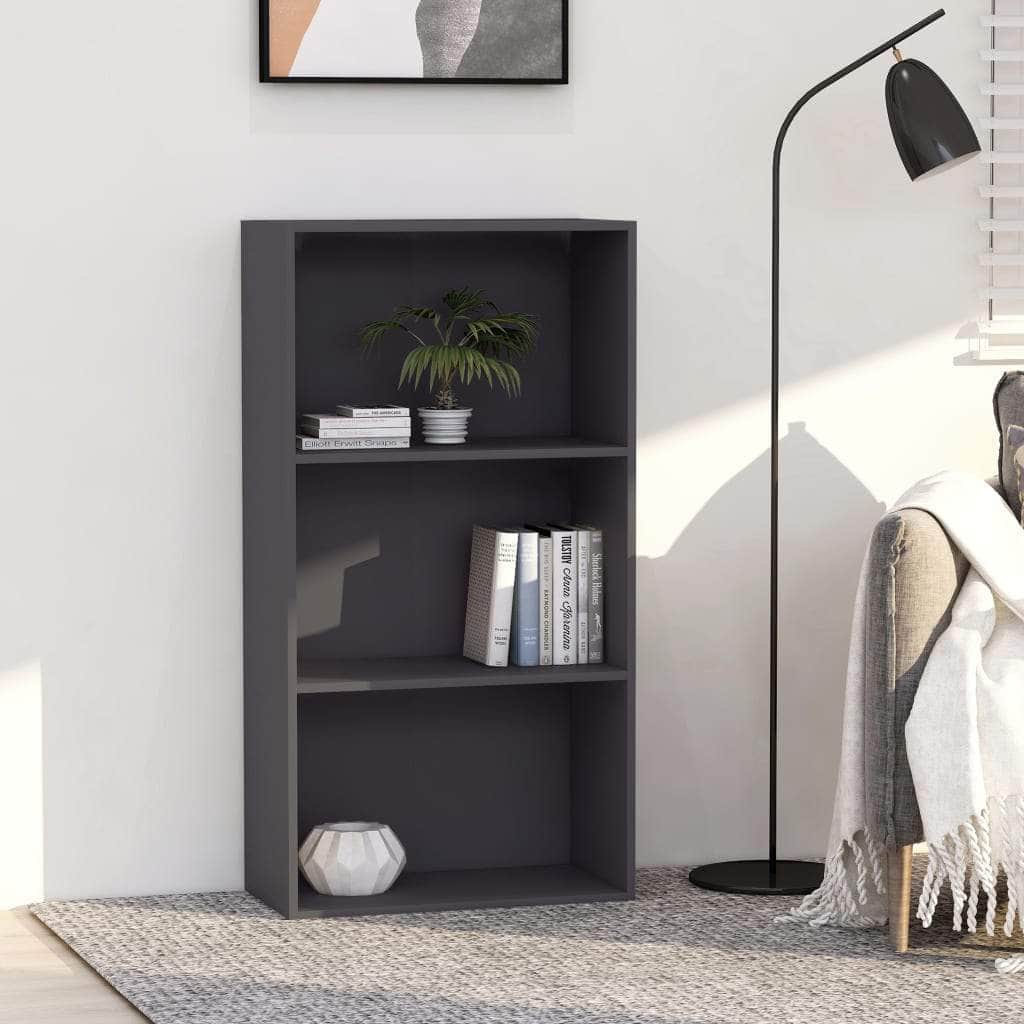 3-Tier Book Cabinet Grey Chipboard
