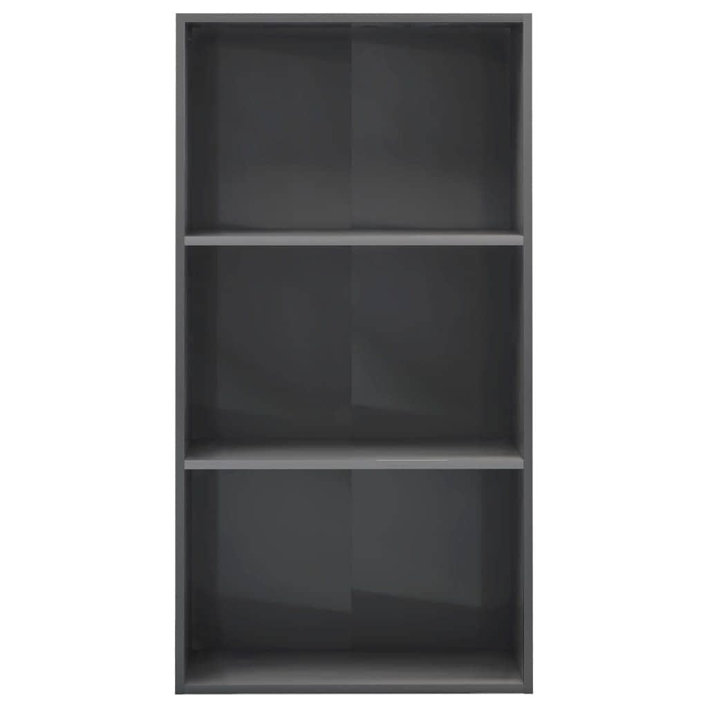 3-Tier Book Cabinet High Gloss Grey  Chipboard