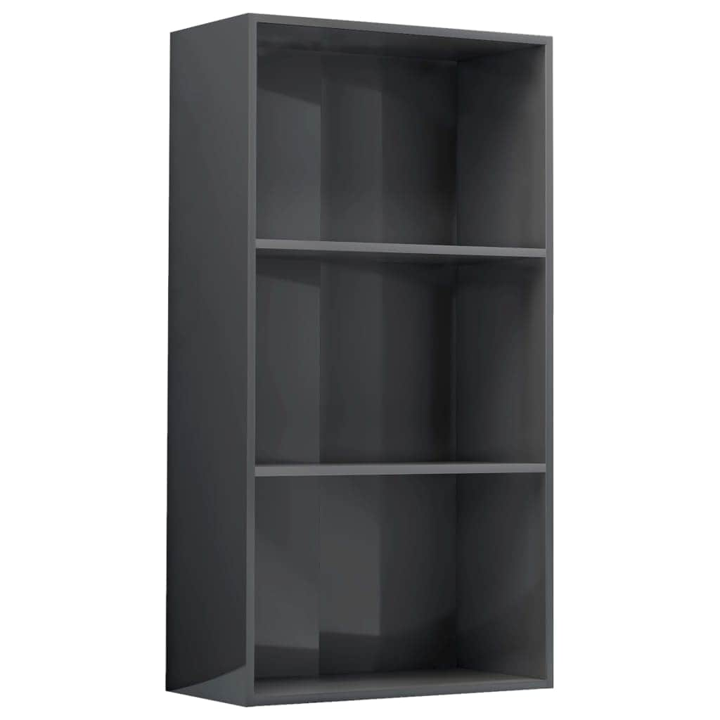 3-Tier Book Cabinet High Gloss Grey  Chipboard