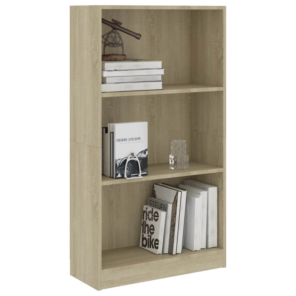 3-Tier Book Cabinet Sonoma Oak, Chipboard