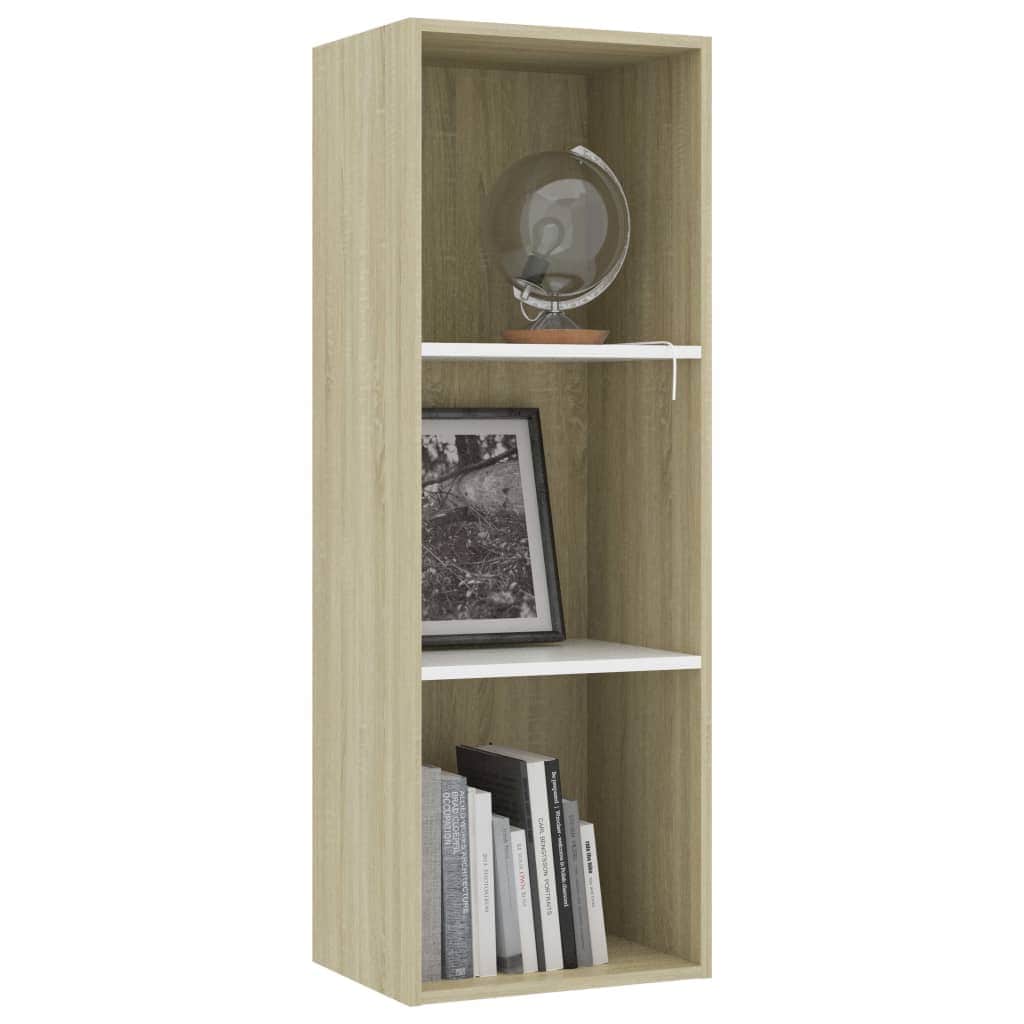 3-Tier Book Cabinet White and Oak Chipboard