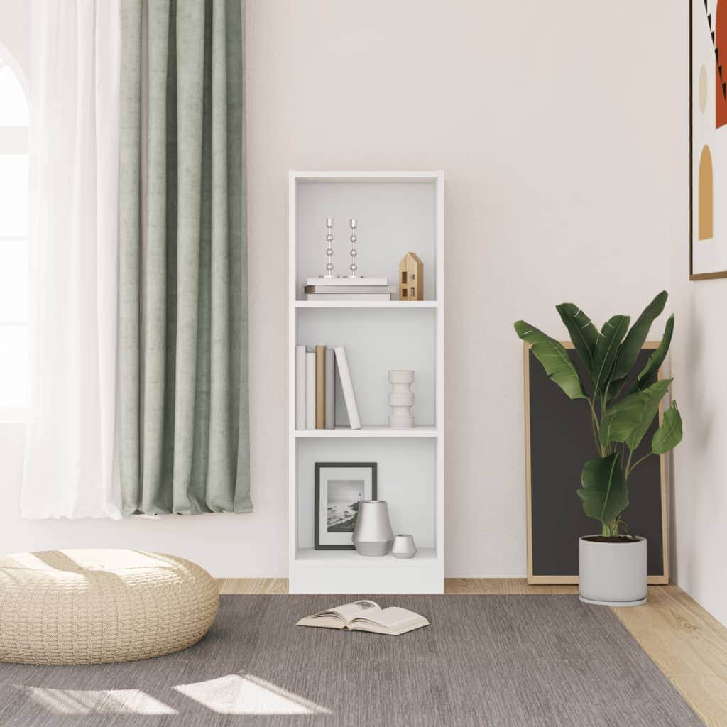 3-Tier  Book Cabinet White Chipboard