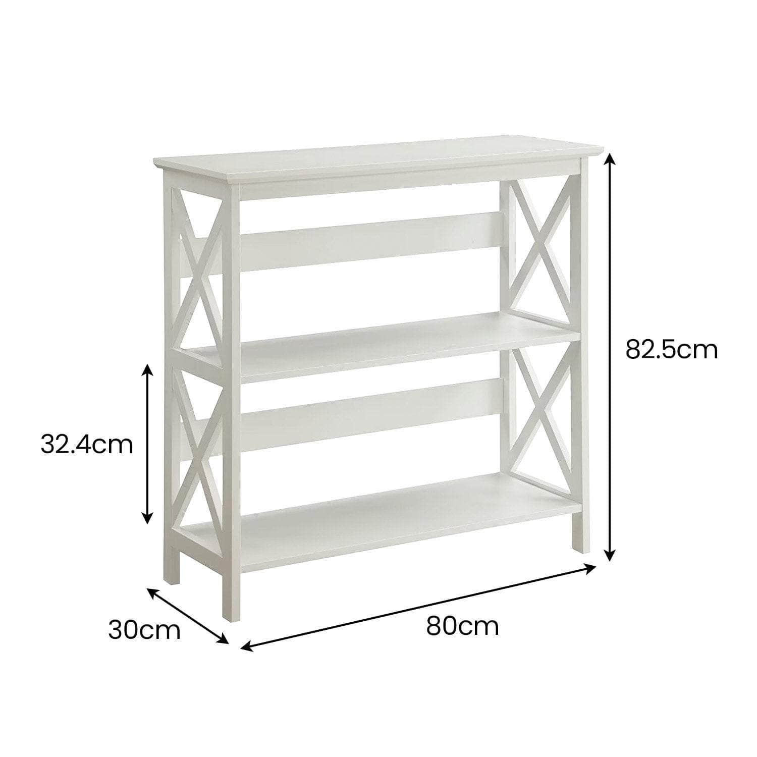 3-Tier Bookshelf - White