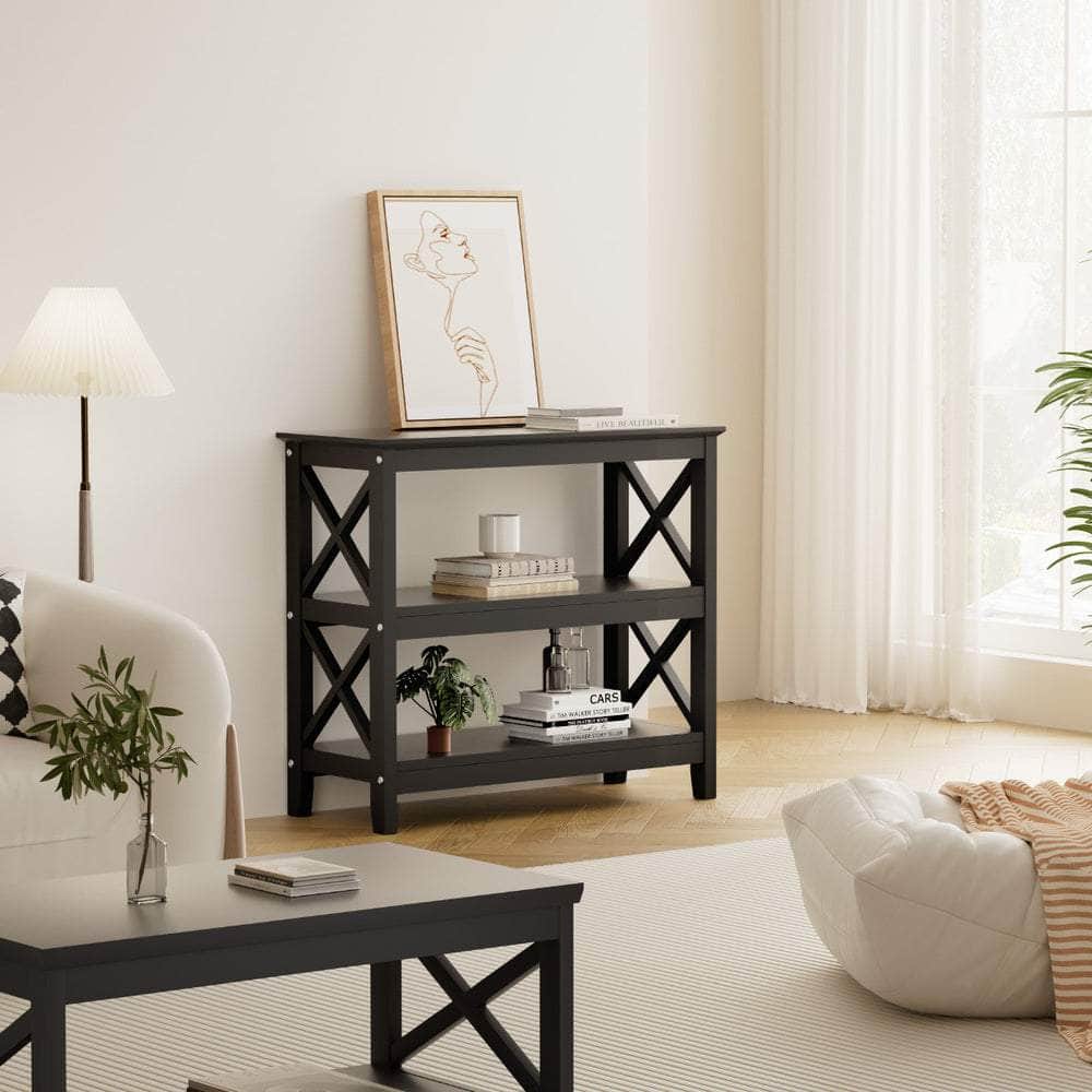 3-Tier Console Table X-Design Wooden Black