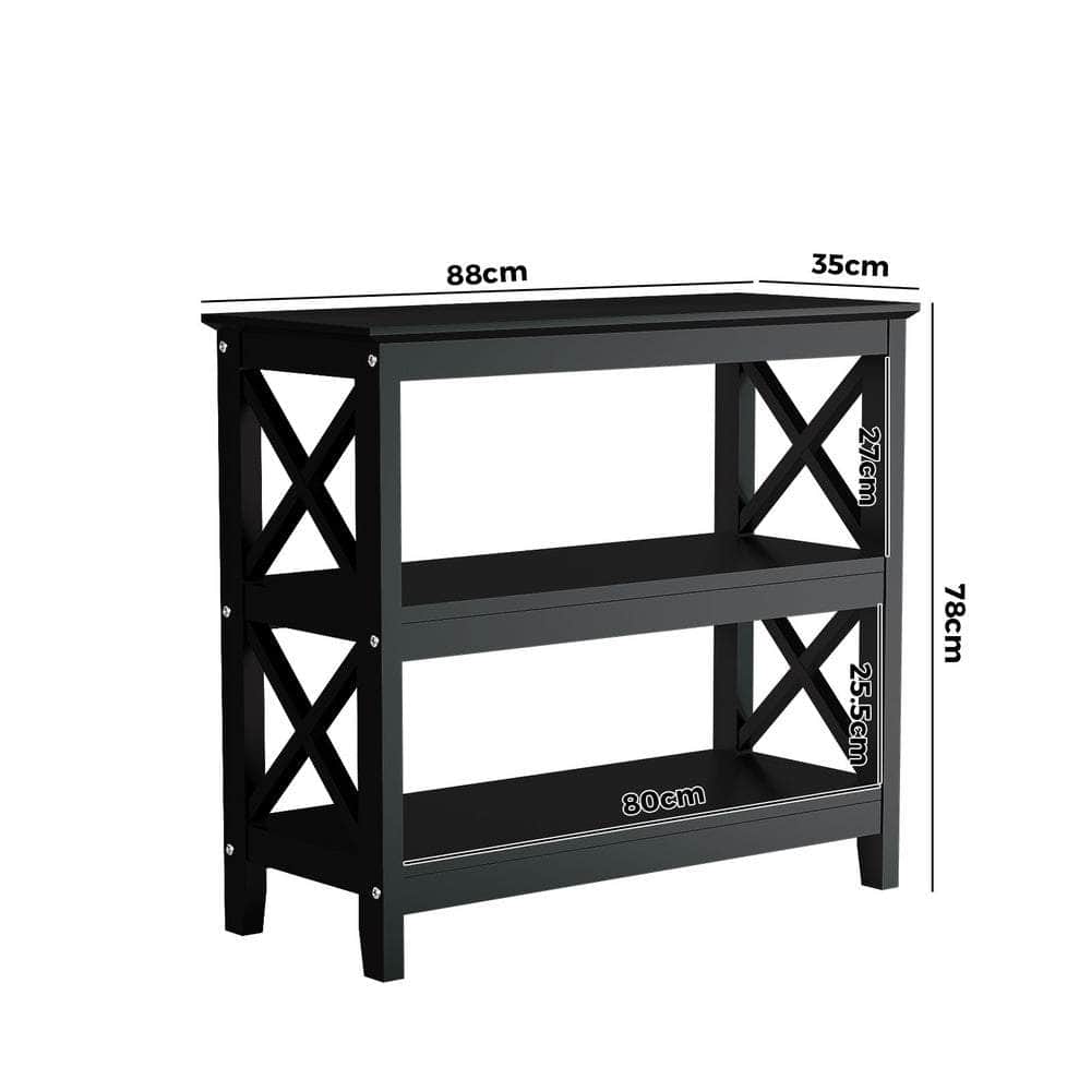 3-Tier Console Table X-Design Wooden Black