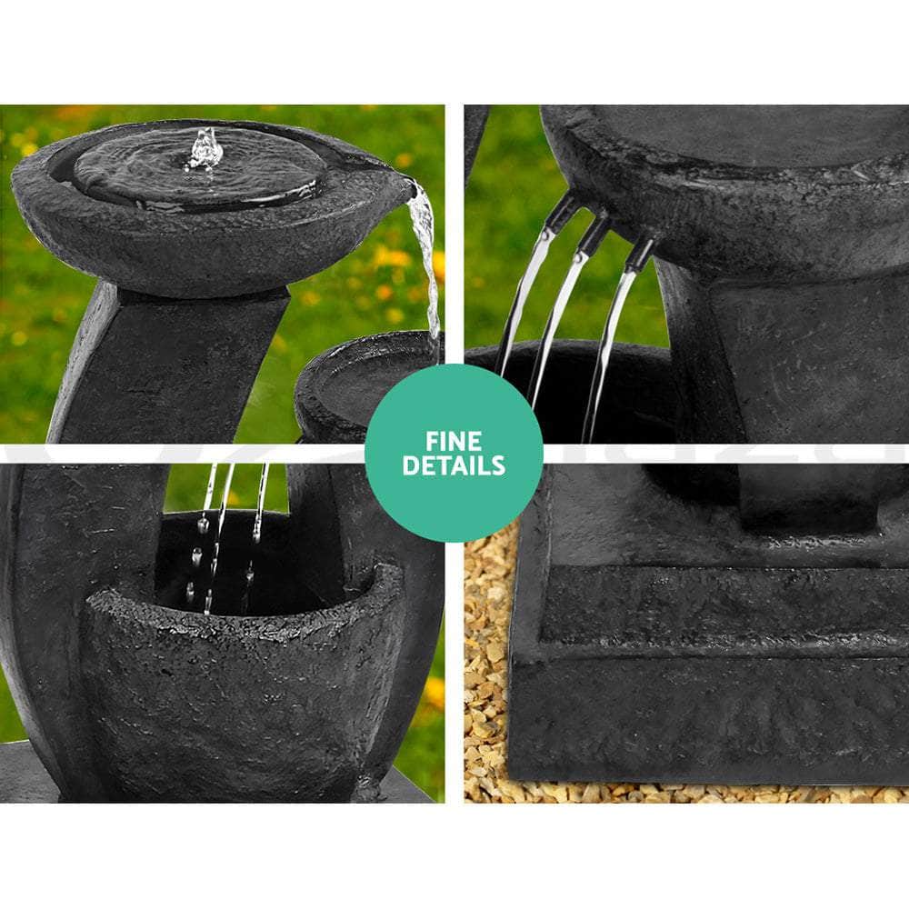 3 Tier Solar Powered Water Fountain with Light - Blue