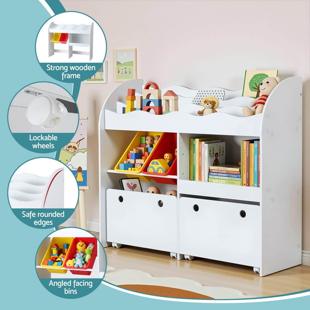 3 Tiers Kids Bookshelf Storage Children Bookcase Toy Box Organiser