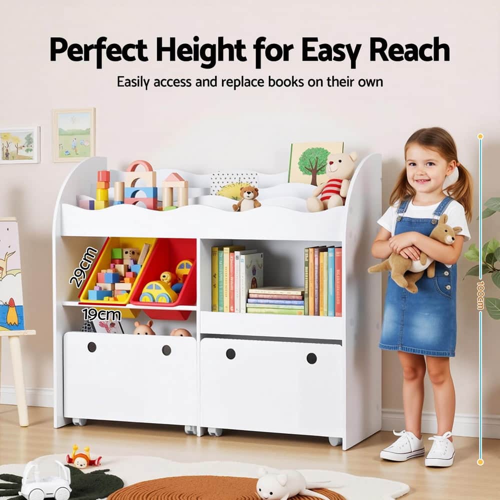3 Tiers Kids Bookshelf Storage Children Bookcase Toy Box Organiser
