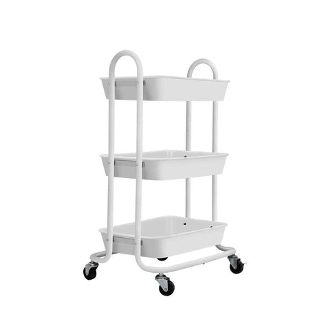 3 Tiers Kitchen Storage Trolley White