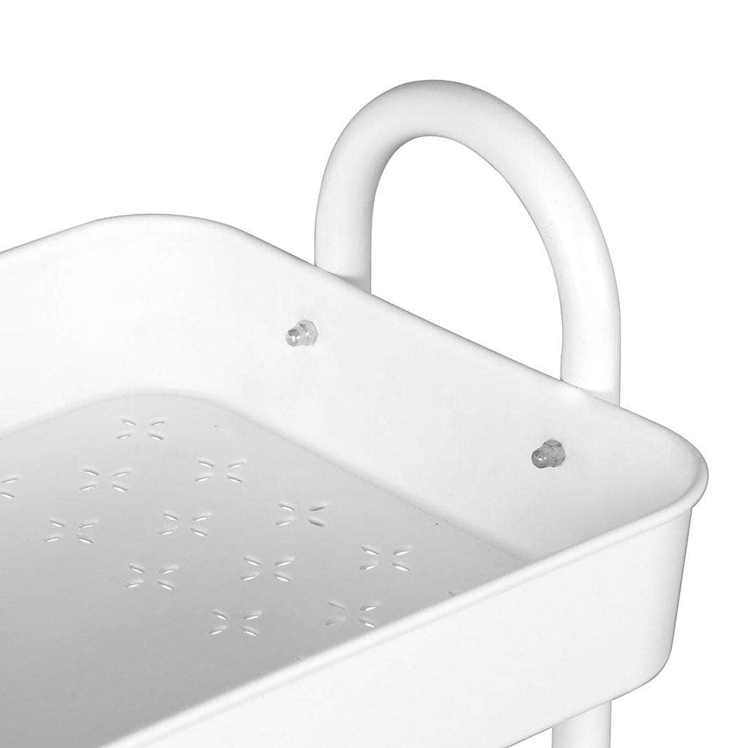 3 Tiers Kitchen Storage Trolley White