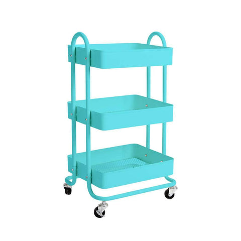3 Tiers Kitchen Trolley Cart Turquoise