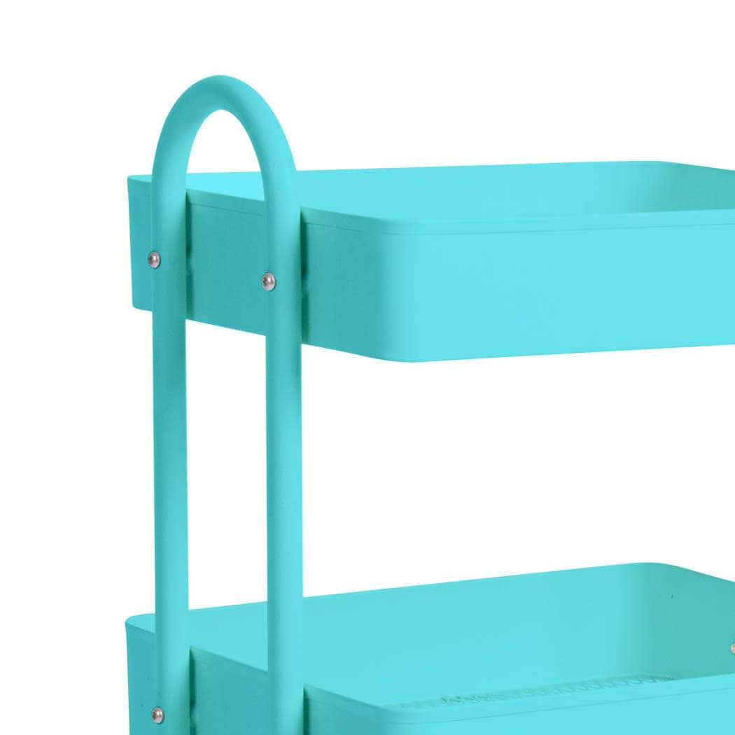 3 Tiers Kitchen Trolley Cart Turquoise