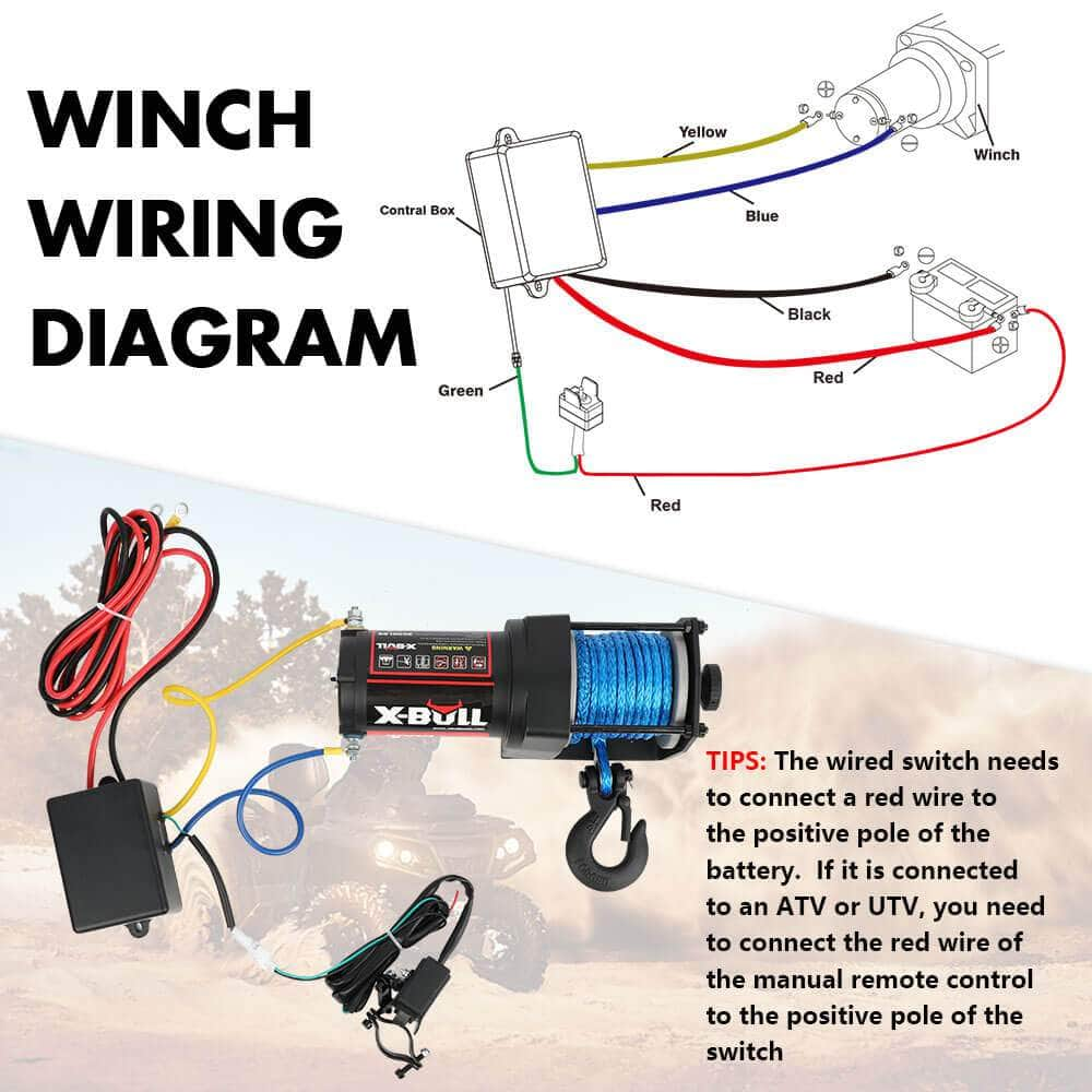 3000Lb 12V Electric Winch Boat & Atv Synthetic Rope