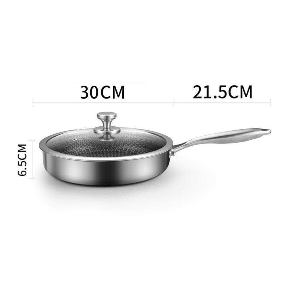 304 Stainless Steel Frying Pan Non-Stick Cooking Frypan Cookware 30Cm Without Lid