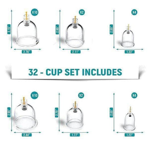 32 Cups Vacuum Cupping Massage Acupuncture Suction Massager