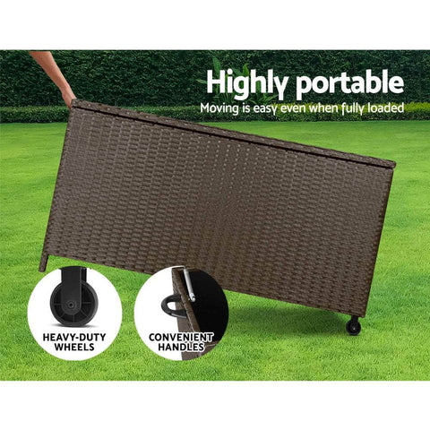 320L Outdoor Wicker Storage Box - Brown