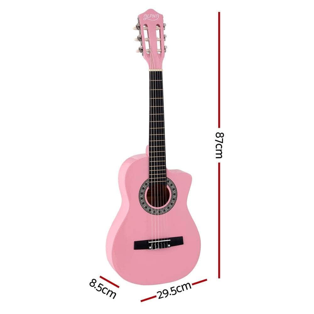 Pink colour - 34 Inch Classical Guitar Wooden Body Nylon String Beginner Kids Gift Pink