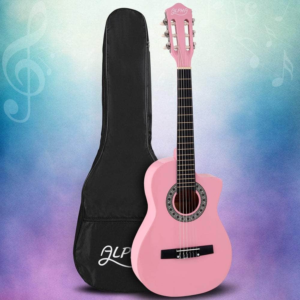 34 Inch Classical Guitar Wooden Body Nylon String Beginner Kids Gift Pink | Pink colour