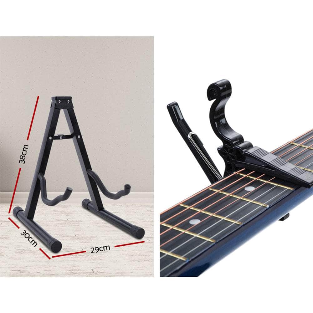 34 Inch Classical Guitar Wooden Body Nylon String W/ Stand Beignner Blue | Wooden finish