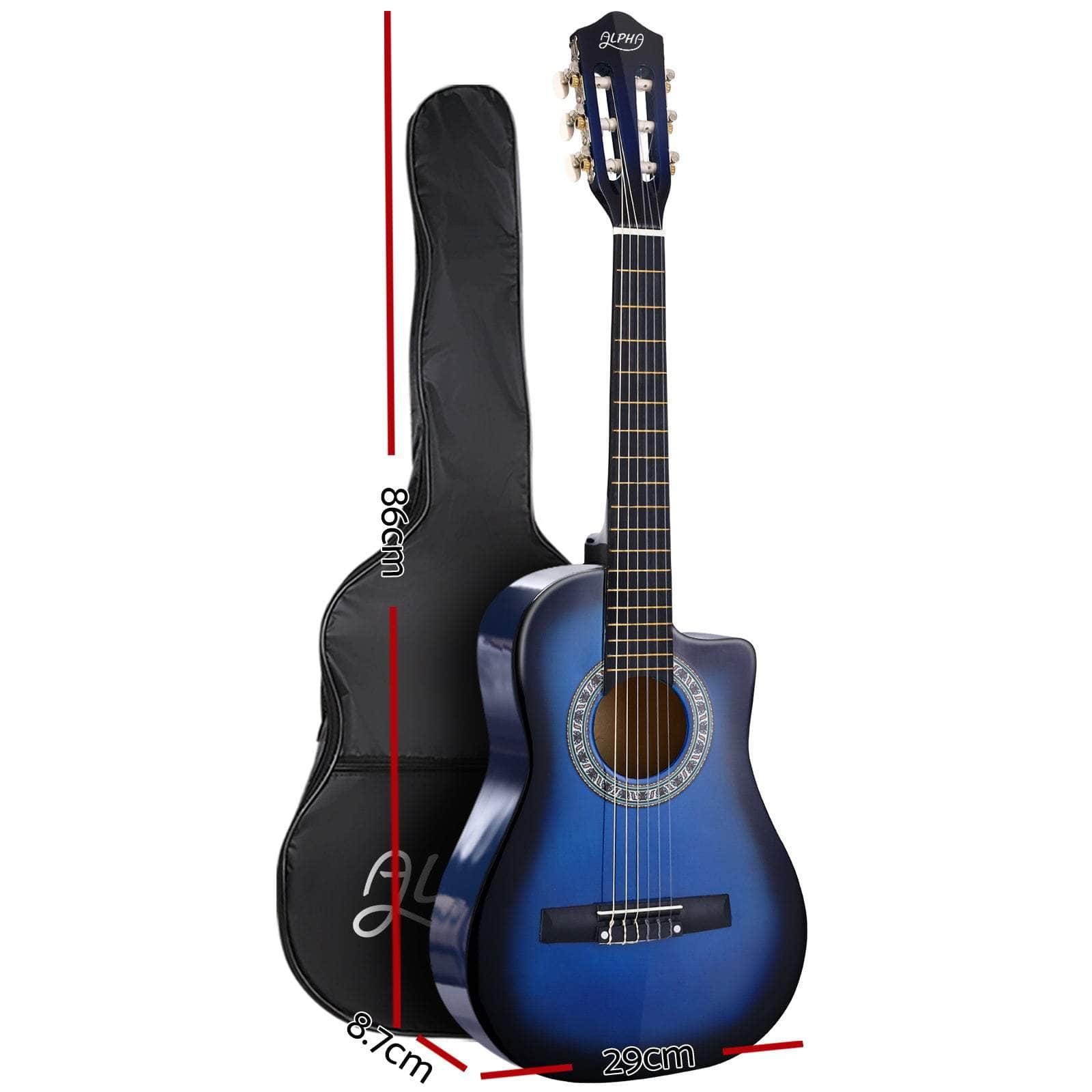 Blue colour - 34 Inch Classical Guitar Wooden Body Nylon String W/ Stand Beignner Blue