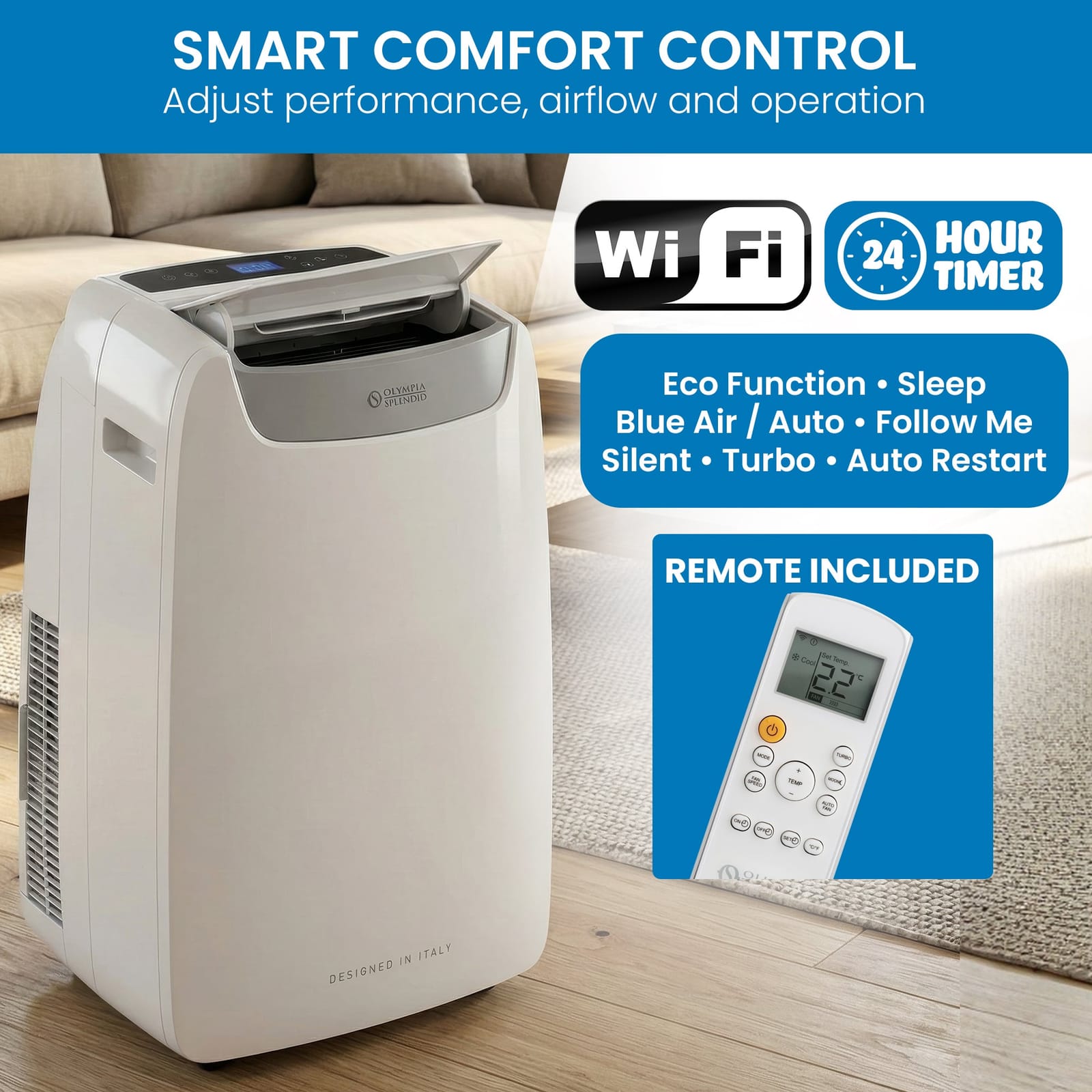3.5kW Portable Air Conditioner Wifi Remote Cooling Heating Quiet Unit - photo 11