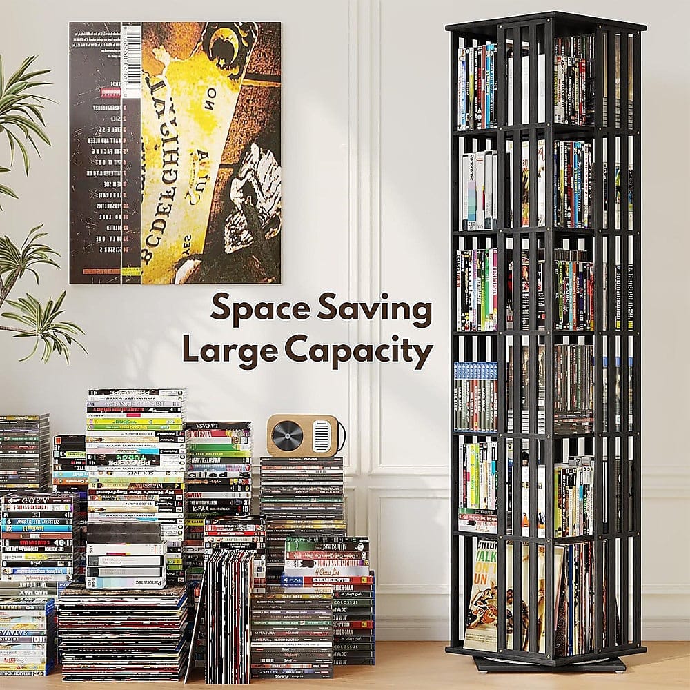 360 Rotating Bamboo Bookshelf 6-Tier Storage Display Rack Black | Black colour - photo 13