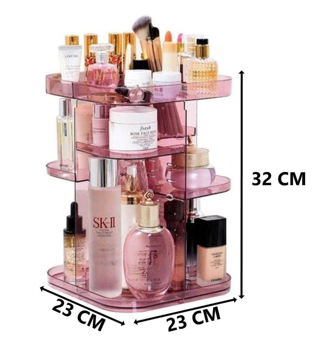 360 Rotating Large Capacity Makeup Organizer (Pink)