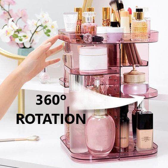 360 Rotating Large Capacity Makeup Organizer (Pink)